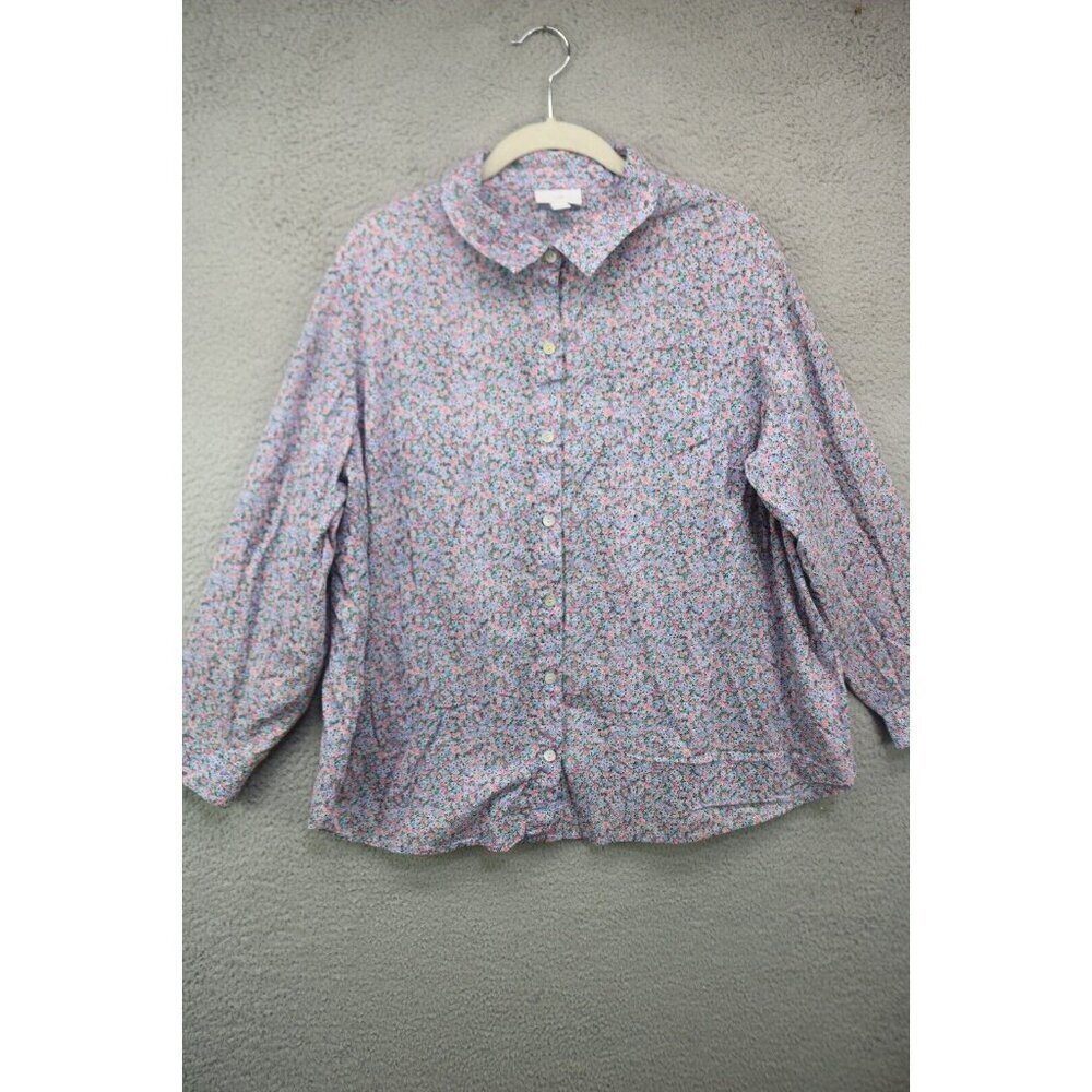 J. Jill Long Sleeve Button-Up‎ Blouse-Floral-Size XL/P-Office-Career